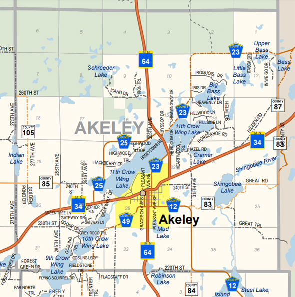 Map of Akeley Township Minnesota