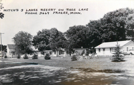 Mitch's 3 Lakes Resort on Rose Lake, Frazee Minnesota, 1960's