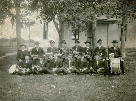 Grasston Cornet Band in front of Grasston Church, Grasston, Minnesota, 1910's? 
