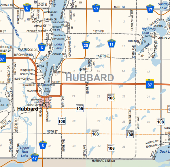 Map of Hubbard Township Minnesota
