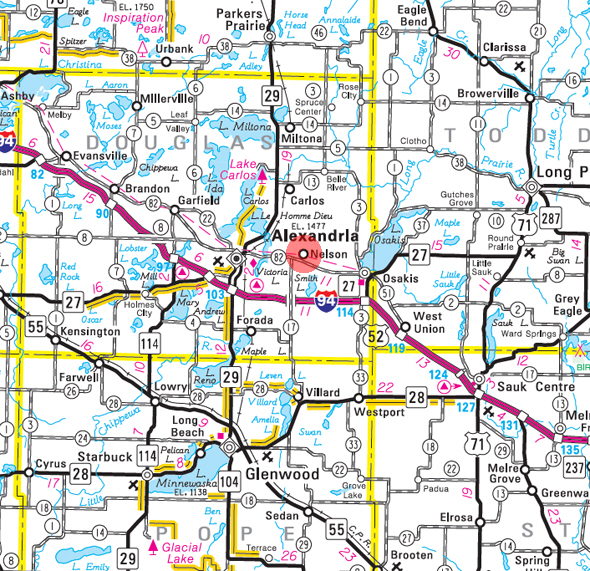 Minnesota State Highway Map of the Nelson Minnesota area