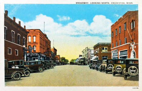 Broadway looking north, Crookston Minnesota, 1930