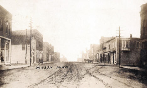 Street scene, Dawson Minnesota, 1913