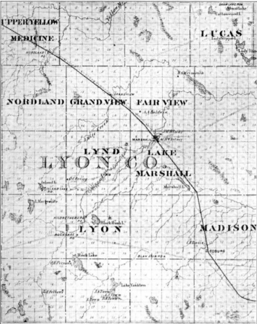 Lyon County Map, 1874