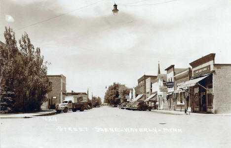 Street scene, Waverly Minnesota, 1940's