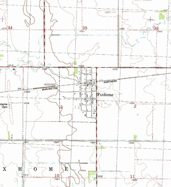 Topographic map of the Foxhome Minnesota area