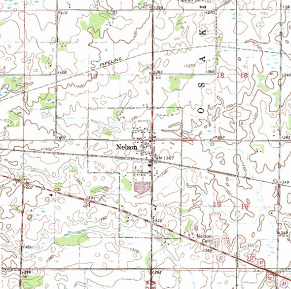 Topographic map of the Nelson Minnesota area