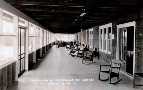 Veranda at Interlachen Lodge, Akeley, Minnesota, 1920s