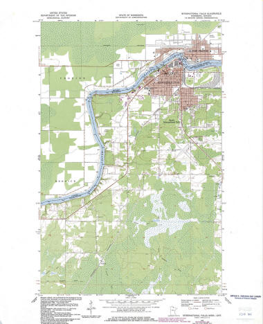 International Falls and Northern Koochiching County Minnesota Topographical Map, 1982