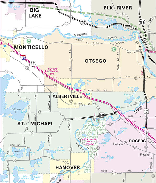 Minnesota State Highway Map of the Albertville Minnesota area 