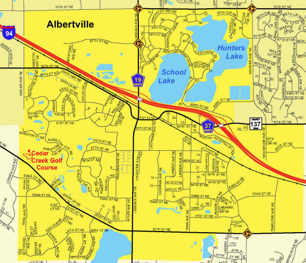 Wright County Map of the Albertville area 