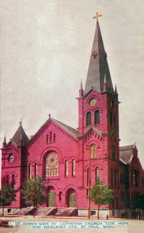 St. John's German Evangelical Lutheran Church, Margaret and Hope Streets, St. Paul, Minnesota, 1910