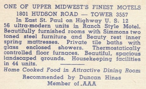 Lakes & Pines Motel & Cafe, 1801 Hudson Road, Saint Paul Minnesota, 1951