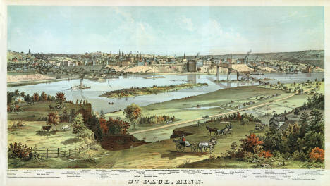 Panoramic view of St. Paul, Minnesota, 1874