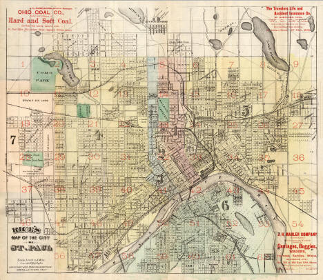 Rice's Map Of The City Of St. Paul, Minnesota, 1884