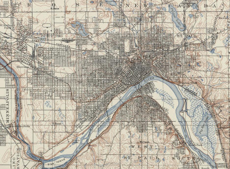 Topographic map of the St. Paul, Minnesota area, 1894