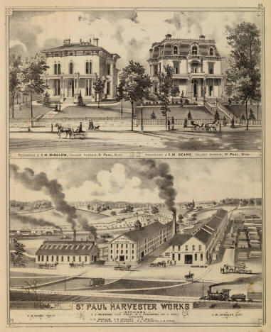 St. Paul Harvester Works, residences of C.H. Bigelow and E.M. Deane, St. Paul, Minnesota, 1874