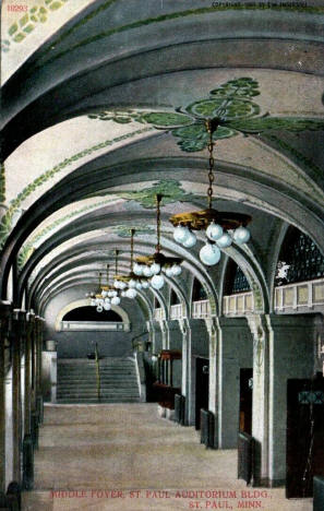 Middle Foyer, Auditorium and Convention Hall, 150 W 5th Street, St. Paul, Minnesota, 1907