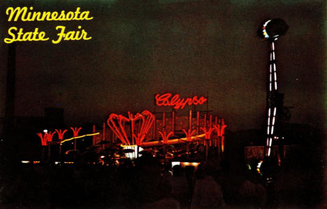 Night scene on the Midway, Minnesota State Fair, 1960s