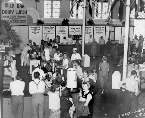 Milk Bar & Dairy Lunch in the Dairy Building, Minnesota State Fair, 1941
