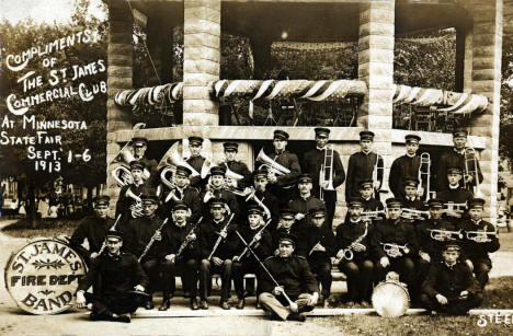 St. James Minnesota Fire Department Band at the Minnesota State Fair, 1913