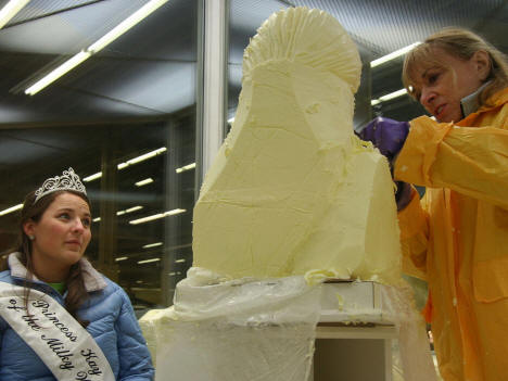 Linda Christensen sculpting Princess Kay in butter, 2010