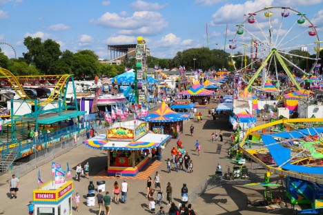 Birds eye view of The Midway at the Minnesota State Fair, 2019