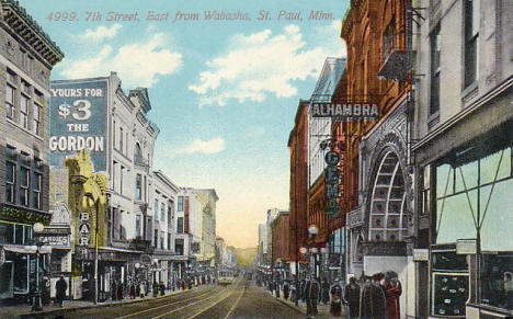 7th Street, East from Wabasha, St. Paul Minnesota, 1910's