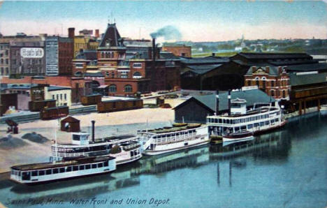 Water Front and Union Depot, St. Paul Minnesota, 1908