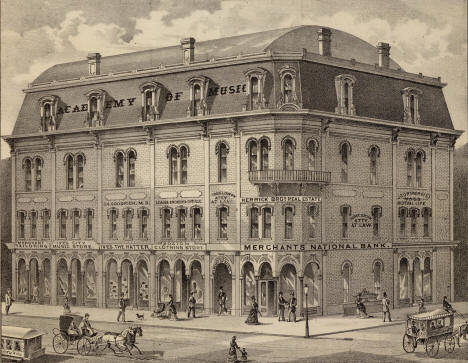 Academy of Music and Merchants National Bank, Minneapolis Minnesota, 1874