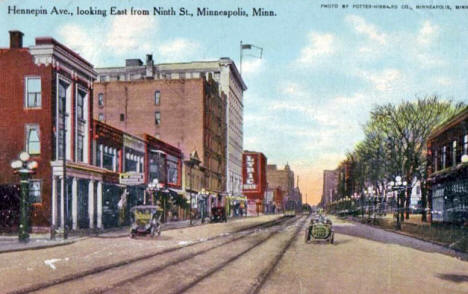 Hennepin Avenue looking East from 9th Street, Minneapolis Minnesota, 1909