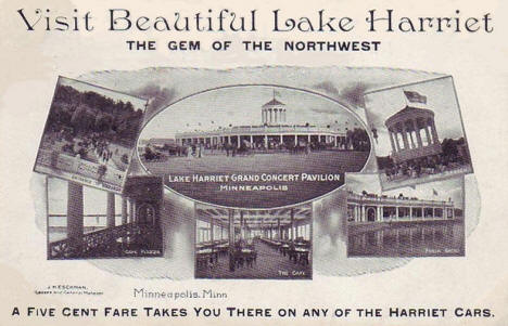 Visit Lake Harriet Postcard, Minneapolis Minnesota, 1908