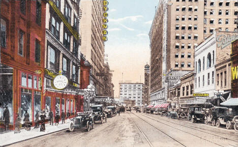 Looking north on 6th Street from Nicollet, Minneapolis Minnesota, 1910's