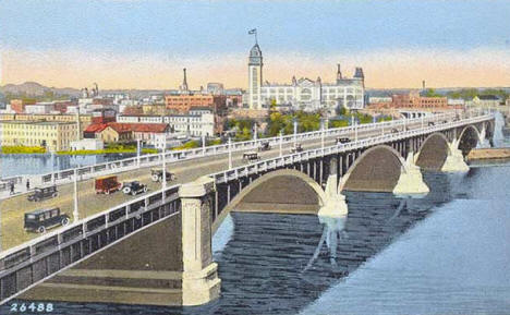 St. Anthony Falls Bridge (now called the Third Avenue Bridge), Minneapolis Minnesota, 1920's
