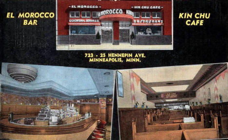 El Morocco Bar and Kin Chu Restaurant, Minneapolis Minnesota, 1940's