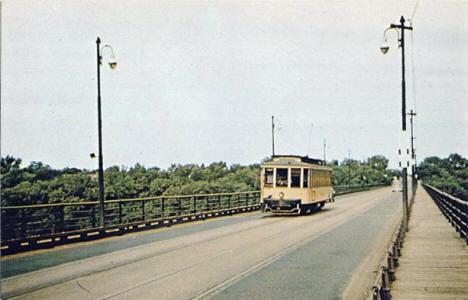 Street car on the Lake Street Bridge, Minneapolis Minnesota, 1940's