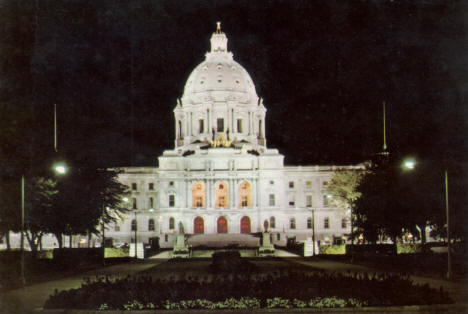 Night view of the Minnesota State Capitol, St. Paul, 1970's