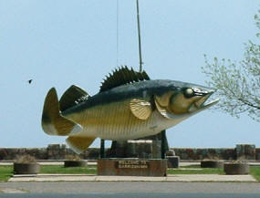 Giany walleye statue in Garrison Minnesota