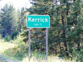 Kerrick Minnesota highway sign