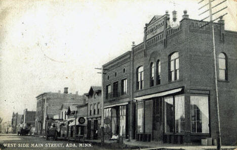 West side, Main Street, Ada Minnesota, 1909