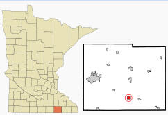 Location of Adams Minnesota