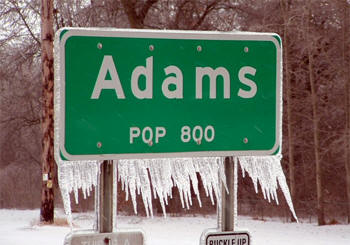 Adams Minnesota Population Sign