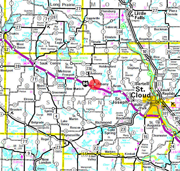 Minnesota State Highway Map of the Albany Minnesota area