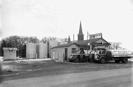 Trucks at Conoco Station, Albany Minnesota, 1941