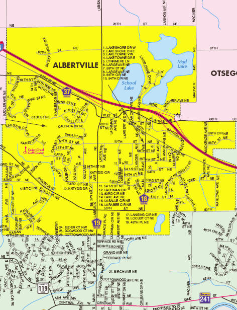 Wright County Map of the Albertville area