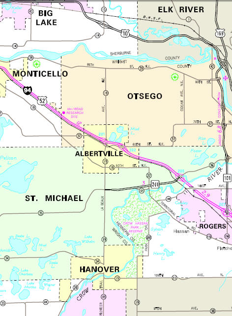 Minnesota State Highway Map of the Albertville Minnesota area