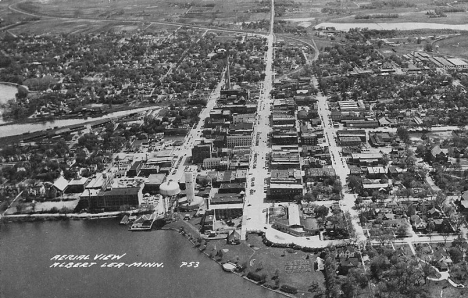 Aerial view, Albert Lea Minnesota, 1960's