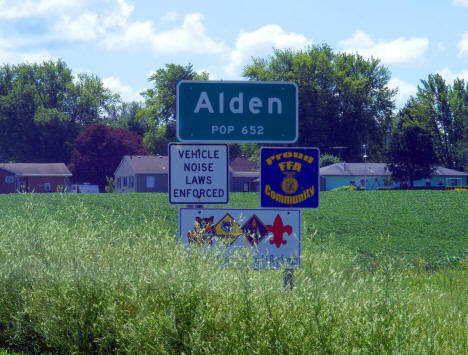 Population sign, Alden Minnesota, 2010