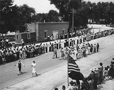 Alden School Band at Centennial Parade, Alden Minnesota, 1949