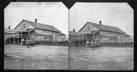 Stereograph, Old Log Store, Alexandria Minnesota, 1875